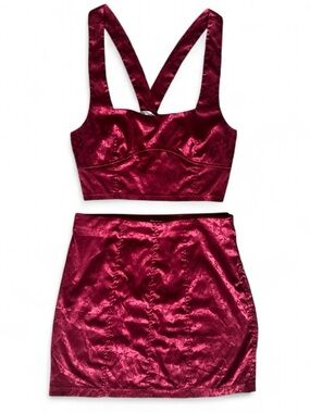Free People Satin Red Set